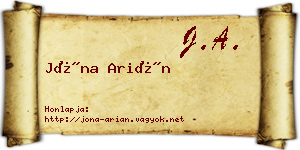 Jóna Arián névjegykártya